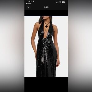 WeWoreWhat Sequin Black Halter Top Dress Size 2  198.00 Retail